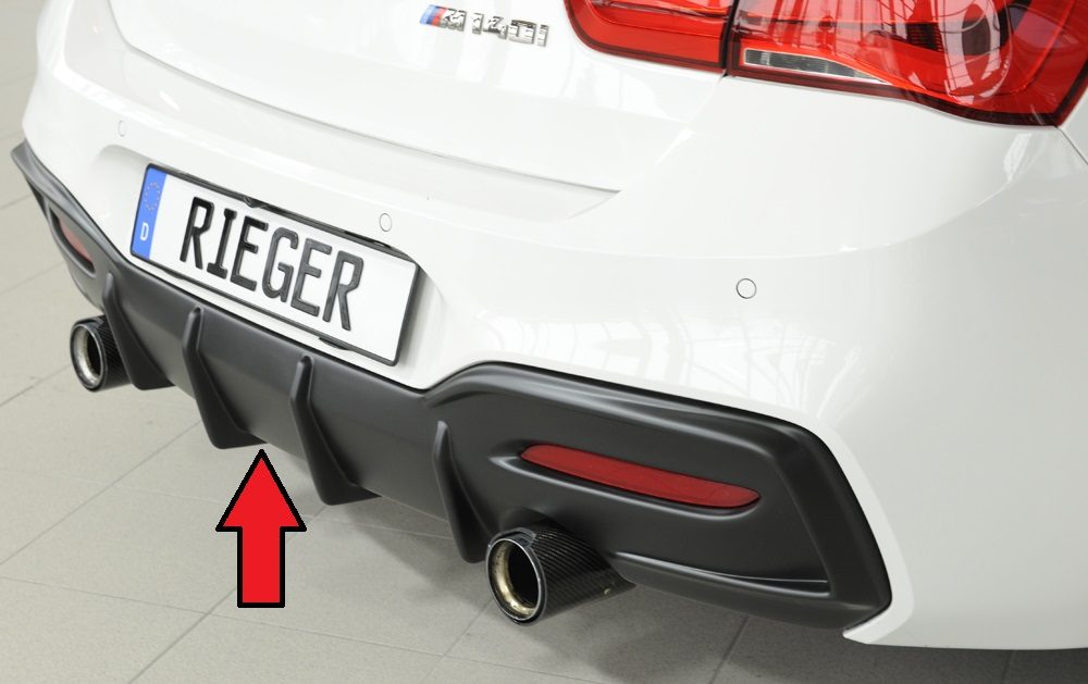 Difusor trasero Rieger para BMW Serie 1 F20/F21 (después del facelift) – solo para el paragolpes trasero M, solo M135i / M140i