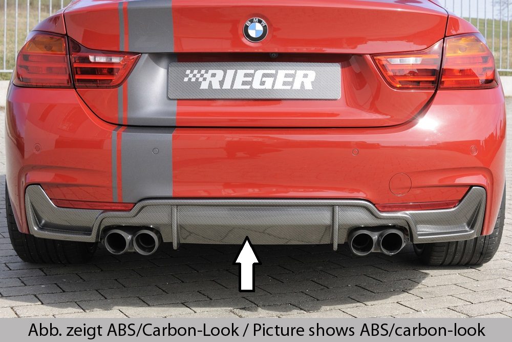 Difusor trasero Rieger para BMW Serie 4 F32/F33/F36 – para dobles salidas de escape izquierda y derecha (435i/440i)