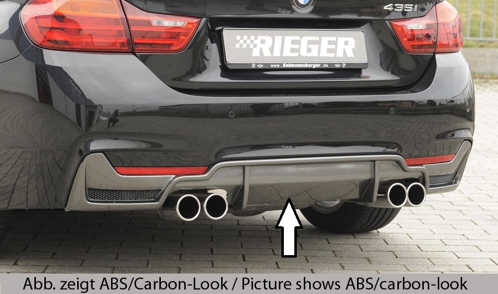 Difusor trasero Rieger para BMW Serie 4 F32/F33/F36 – con rejilla izquierda y derecha, para dobles salidas de escape izquierda y derecha (435i/440i)