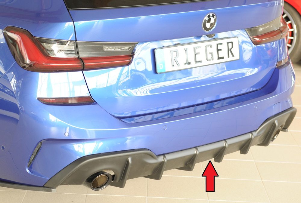 Difusor trasero Rieger para BMW Serie 3 G20/G21 (antes del facelift) – sin enganche, para las salidas de escape originales izquierda y derecha