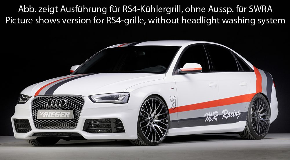 Paragolpes delantero Rieger para Audi A4/S4 B8 (después del facelift) – ¡solo para la parrilla A4 o S4!