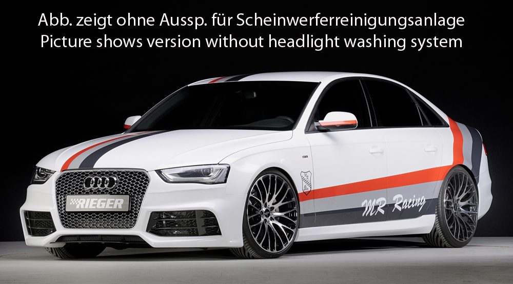 Paragolpes delantero Rieger para Audi A4/S4 B8 (después del facelift) – ¡solo junto con la parrilla RS4 original!