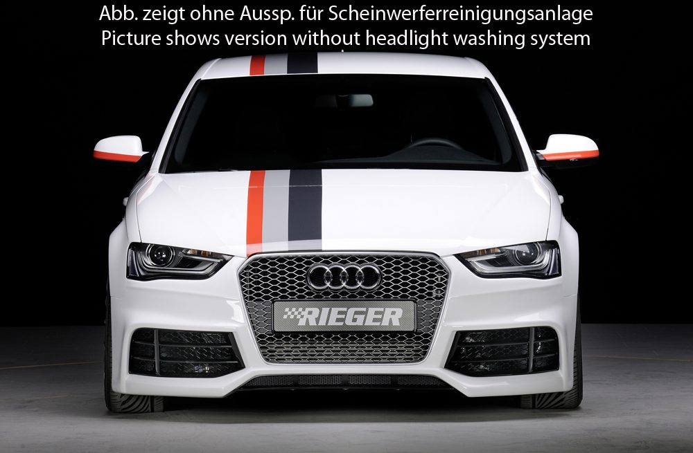 Paragolpes delantero Rieger para Audi A4/S4 B8 (después del facelift) – ¡solo junto con la parrilla RS4 original!