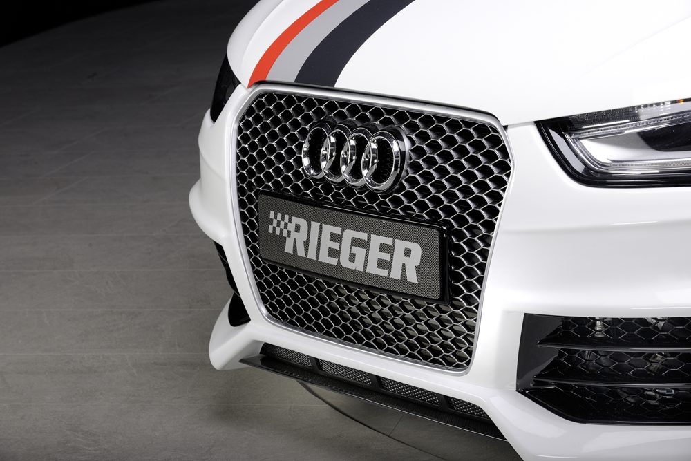 Paragolpes delantero Rieger para Audi A4 B8 (después del facelift) – ¡solo junto con la parrilla RS4 original! – para coches con y sin paquete exterior S line