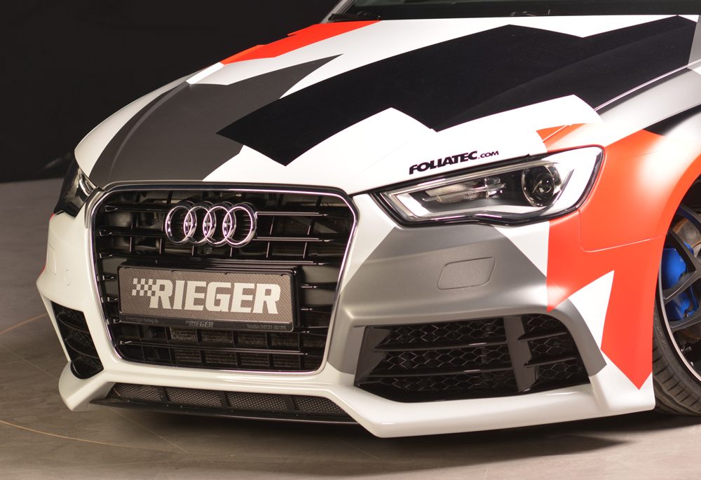 Paragolpes delantero Rieger para Audi A3/S3 8V (antes del facelift) – para coches con lavafaros