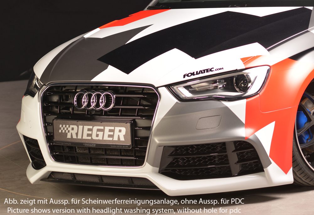 Paragolpes delantero Rieger para Audi A3/S3 8V (antes del facelift) – para coches con sensores de aparcamiento