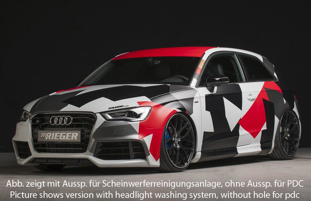 Paragolpes delantero Rieger para Audi A3/S3 8V (antes del facelift) – para coches con sensores de aparcamiento