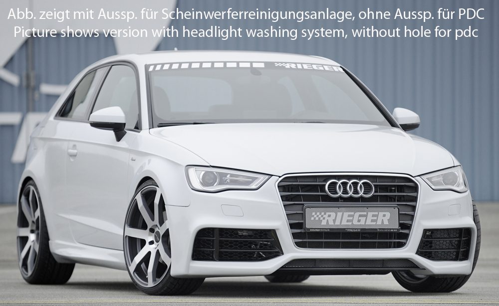 Paragolpes delantero Rieger para Audi A3/S3 8V (antes del facelift) – para coches con sensores de aparcamiento