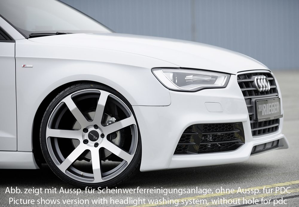 Paragolpes delantero Rieger para Audi A3/S3 8V (antes del facelift) – para coches con sensores de aparcamiento