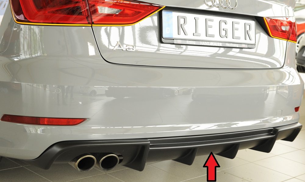 Difusor trasero Rieger para Audi A3 8V (antes del facelift) – sedán – para doble salida de escape izquierda