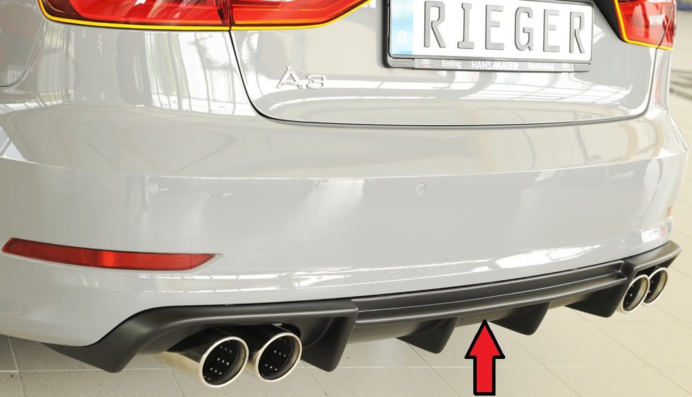 Difusor trasero Rieger para Audi A3 8V (antes del facelift) – sedán – para dobles salidas de escape izquierda y derecha