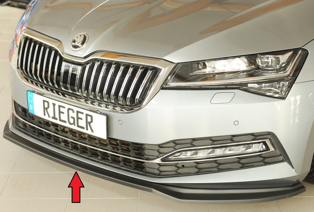 Splitter delantero Rieger para Skoda Superb 3V (después del facelift) – para el paragolpes delantero estándar original