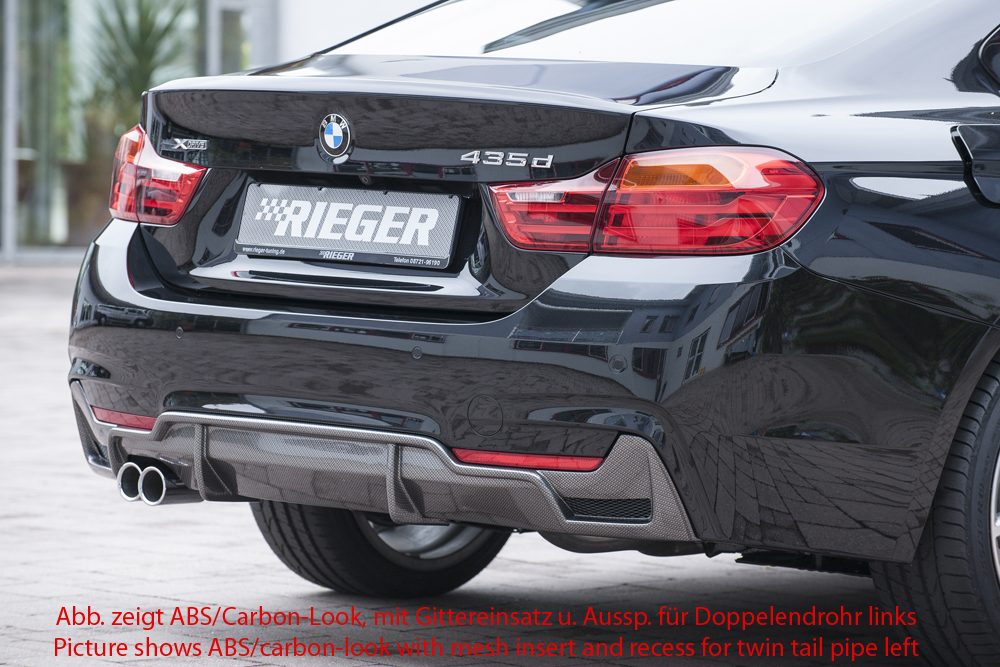Difusor trasero Rieger para BMW Serie 4 F32/F33/F36 – para la salida de escape original izquierda
