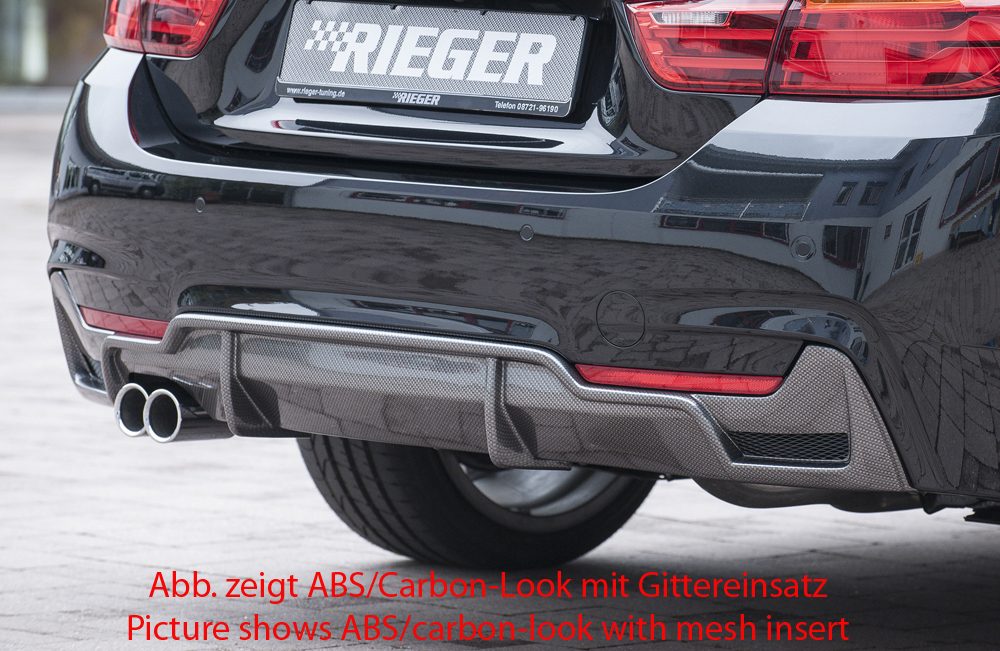 Difusor trasero Rieger para BMW Serie 4 F32/F33/F36 – para la doble salida de escape original izquierda, sin hueco para el escape