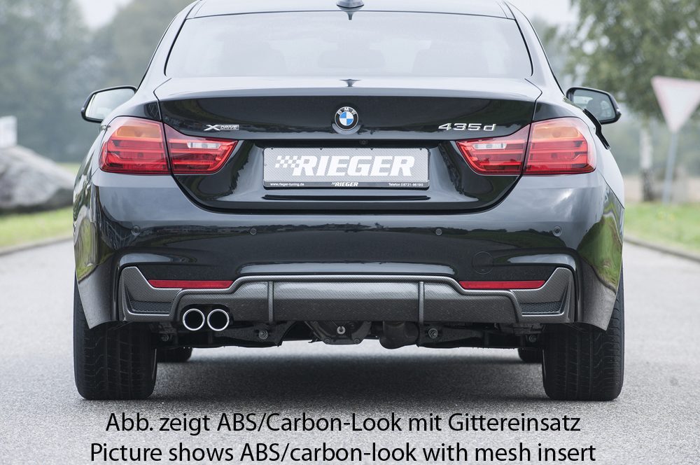 Difusor trasero Rieger para BMW Serie 4 F32/F33/F36 – para la doble salida de escape original izquierda, sin hueco para el escape