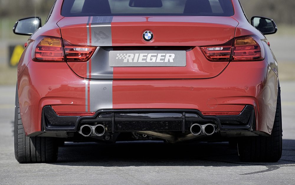 Difusor trasero Rieger para BMW Serie 4 F32/F33/F36 – para dobles salidas de escape izquierda y derecha (435i/440i)