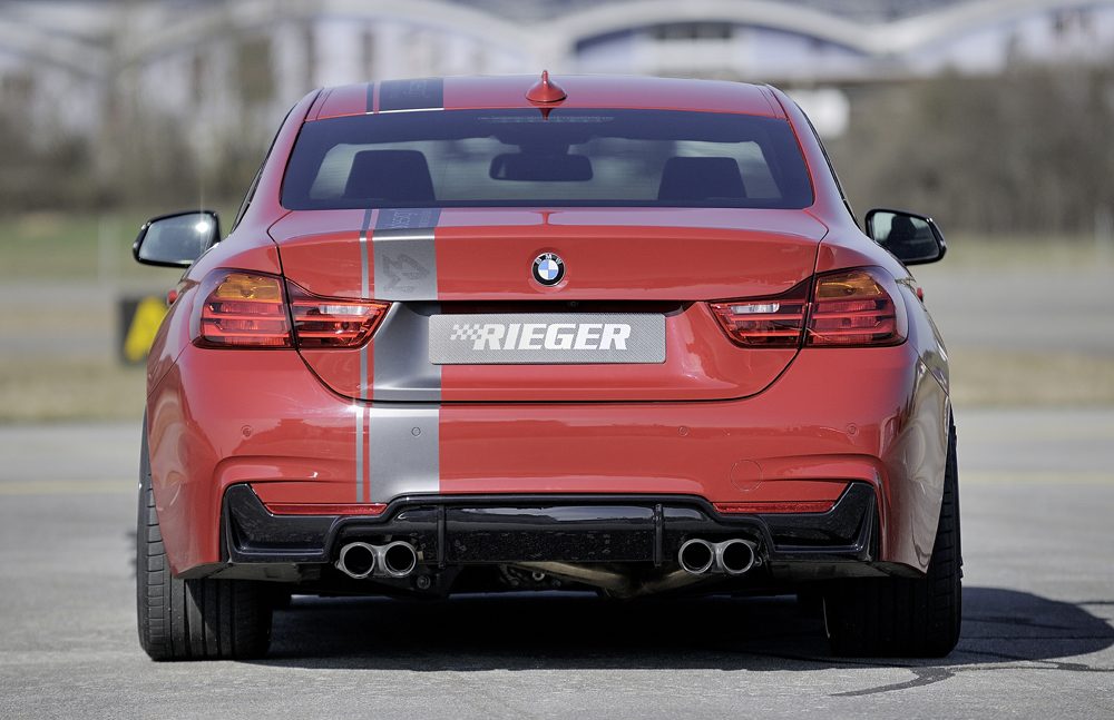 Difusor trasero Rieger para BMW Serie 4 F32/F33/F36 – para dobles salidas de escape izquierda y derecha (435i/440i)
