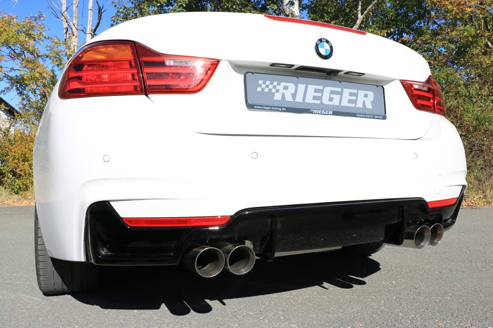 Difusor trasero Rieger para BMW Serie 4 F32/F33/F36 – para dobles salidas de escape izquierda y derecha (435i/440i)