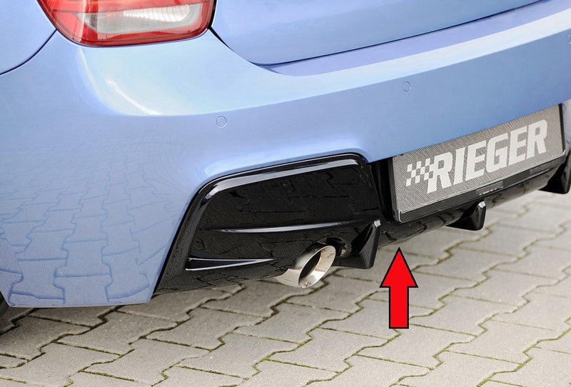 Difusor trasero Rieger para BMW Serie 1 F20/F21 (antes del facelift) – solo para el paragolpes trasero M – para la salida de escape original izquierda