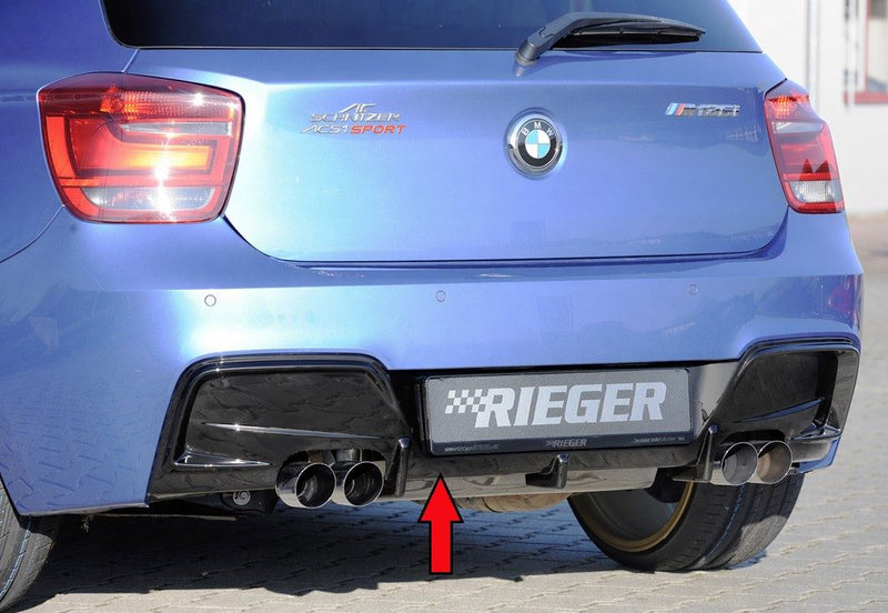 Difusor trasero Rieger para BMW Serie 1 F20/F21 (antes del facelift) – solo para el paragolpes trasero M – para dobles salidas de escape izquierda y derecha