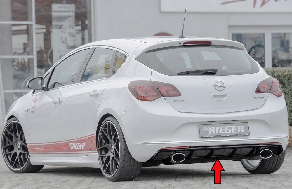 Difusor trasero Rieger para Opel Astra J (después del facelift) – para salidas de escape deportivas izquierda y derecha