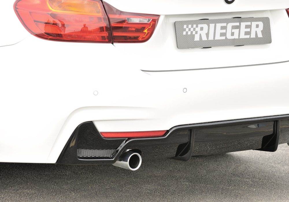 Difusor trasero Rieger para BMW Serie 4 F32/F33/F36 – con rejilla izquierda y derecha, para la salida de escape original izquierda