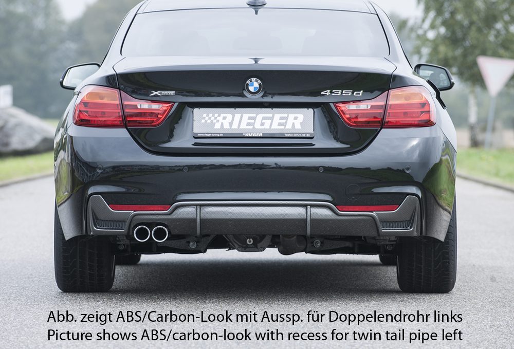 Difusor trasero Rieger para BMW Serie 4 F32/F33/F36 – con rejilla izquierda y derecha, para la salida de escape original izquierda