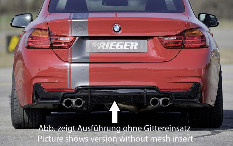 Difusor trasero Rieger para BMW Serie 4 F32/F33/F36 – con rejilla izquierda y derecha, para dobles salidas de escape izquierda y derecha (435i/440i)