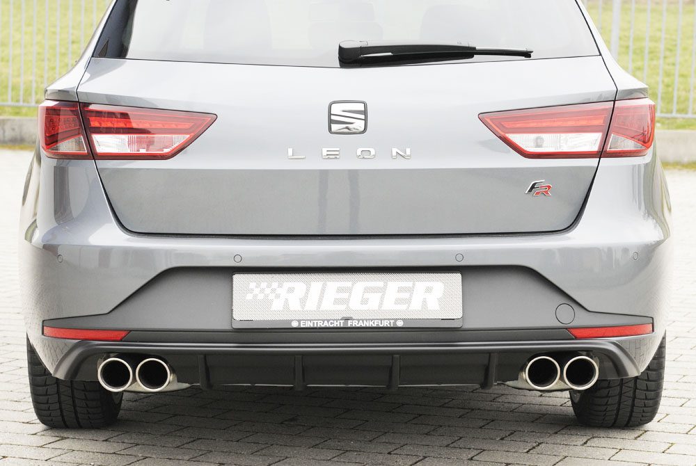 Difusor trasero Rieger para Seat Leon FR 5F (antes del facelift) – ST familiar – para dobles salidas de escape izquierda y derecha