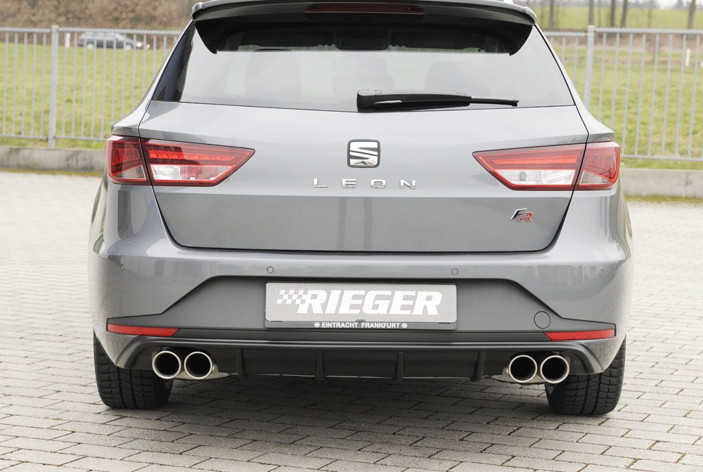 Difusor trasero Rieger para Seat Leon FR 5F (antes del facelift) – ST familiar – para dobles salidas de escape izquierda y derecha