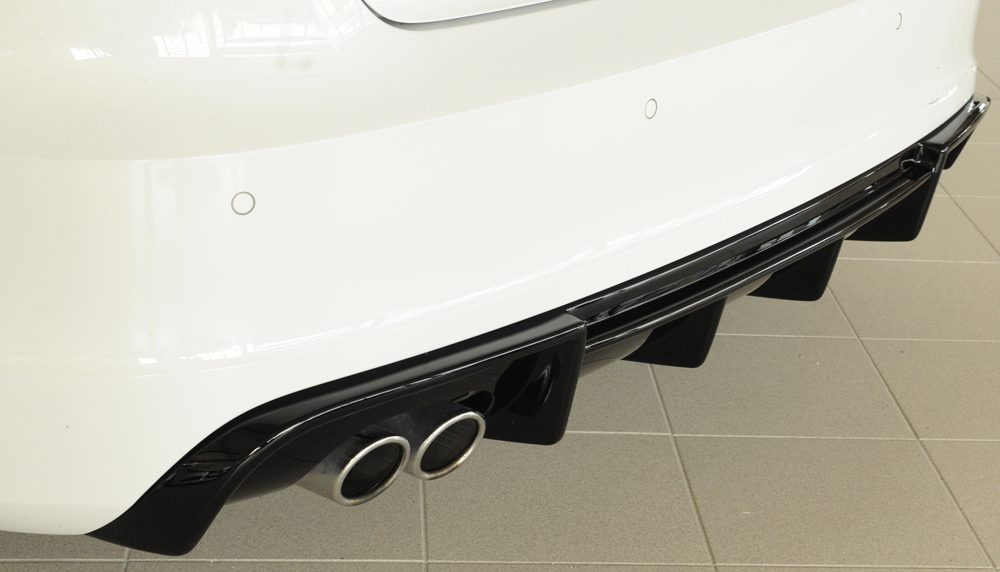 Difusor trasero Rieger para Audi A3 8V (antes del facelift) – hatchback – para coches con paquete exterior S line, para doble salida de escape izquierda