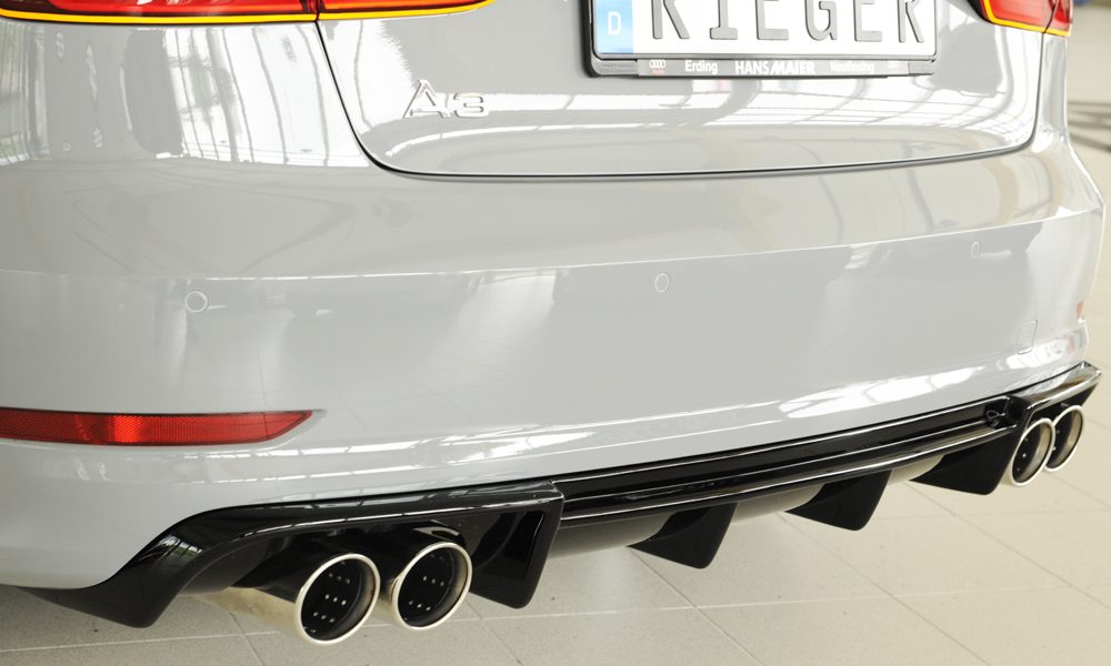 Difusor trasero Rieger para Audi A3 8V (antes del facelift) – sedán – para dobles salidas de escape izquierda y derecha