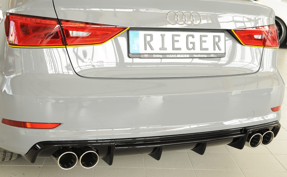 Difusor trasero Rieger para Audi A3 8V (antes del facelift) – sedán – para dobles salidas de escape izquierda y derecha