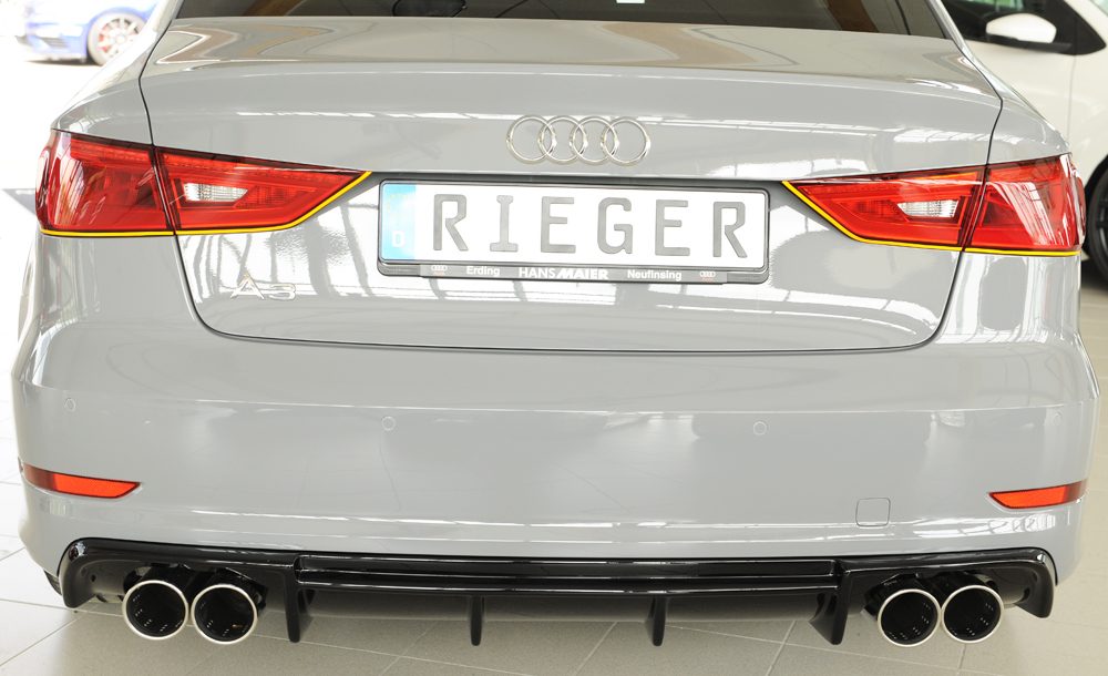 Difusor trasero Rieger para Audi A3 8V (antes del facelift) – sedán – para dobles salidas de escape izquierda y derecha