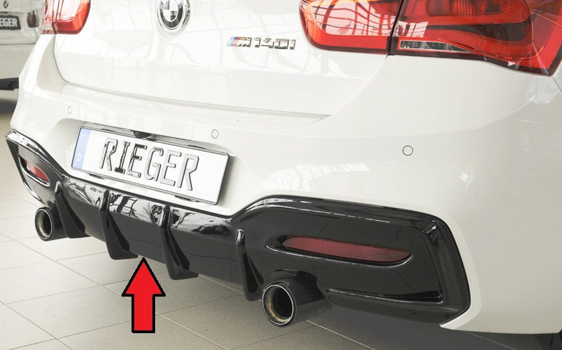 Difusor trasero Rieger para BMW Serie 1 F20/F21 (después del facelift) – solo para el paragolpes trasero M, solo M135i / M140i