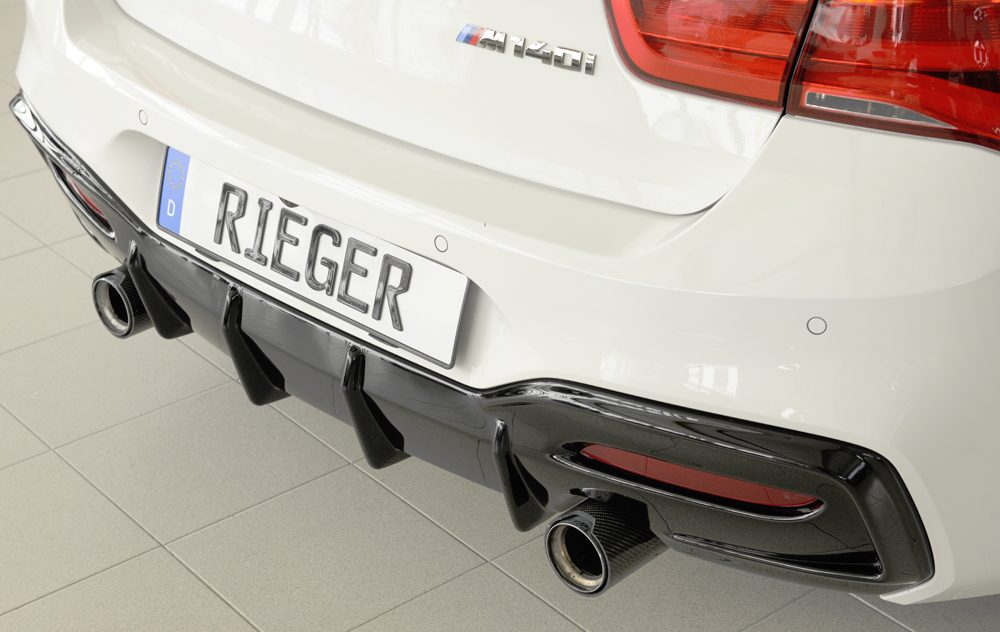 Difusor trasero Rieger para BMW Serie 1 F20/F21 (después del facelift) – solo para el paragolpes trasero M, solo M135i / M140i