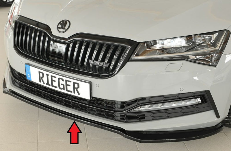 Splitter delantero Rieger para Skoda Superb 3V (después del facelift) – para el paragolpes delantero Sportline original