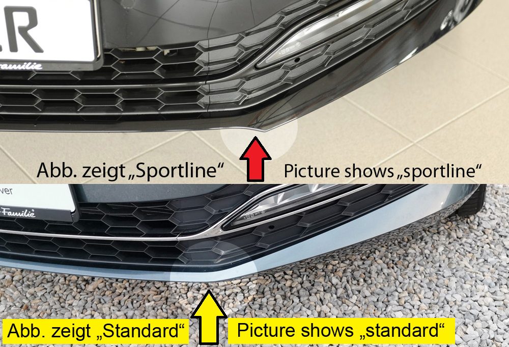 Splitter delantero Rieger para Skoda Superb 3V (después del facelift) – para el paragolpes delantero Sportline original