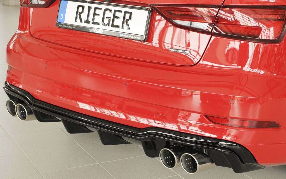 Difusor trasero Rieger para Audi A3 8V (después del facelift) – sedán – para salidas de escape deportivas izquierda y derecha