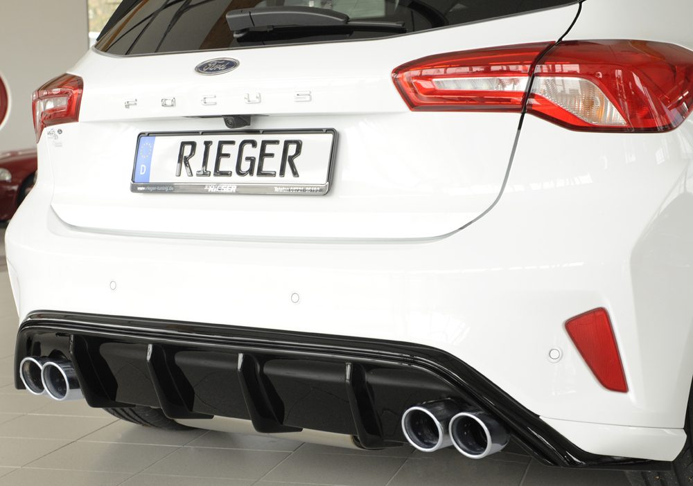 Difusor trasero Rieger para Ford Focus Mk4 – hatchback – para dobles salidas de escape izquierda y derecha