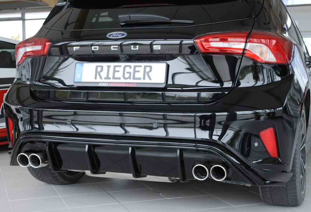 Difusor trasero Rieger para Ford Focus Mk4 – hatchback – para dobles salidas de escape izquierda y derecha