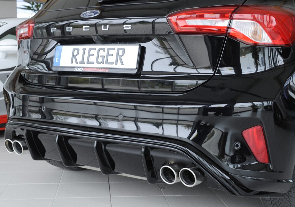 Difusor trasero Rieger para Ford Focus Mk4 – hatchback – para dobles salidas de escape izquierda y derecha