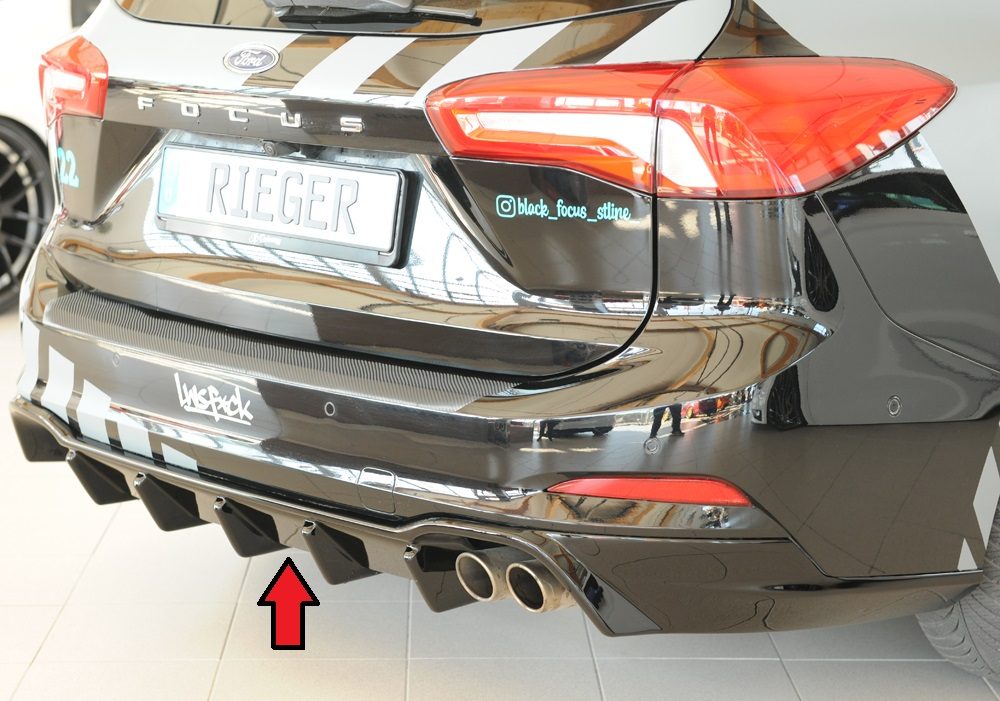 Difusor trasero Rieger para Ford Focus Mk4 – familiar – para la doble salida de escape original derecha, sin enganche