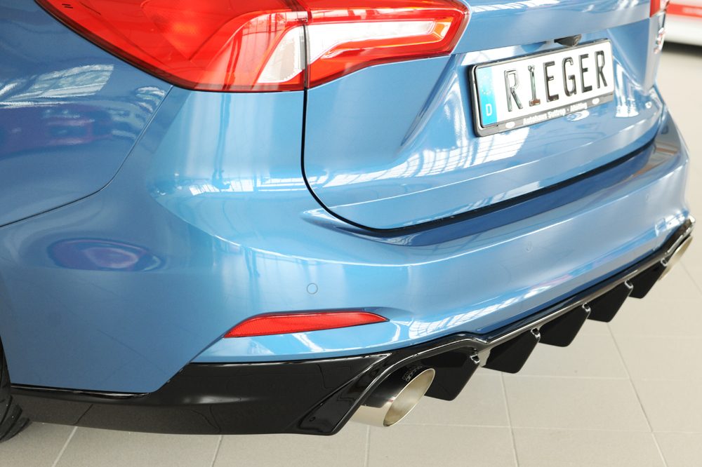 Difusor trasero Rieger para Ford Focus Mk4 – familiar – para salidas de escape deportivas izquierda y derecha, (115 mm de diámetro), sin enganche