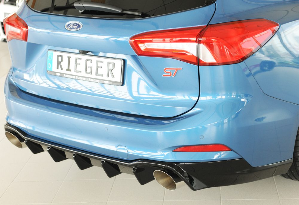 Difusor trasero Rieger para Ford Focus Mk4 – familiar – para salidas de escape deportivas izquierda y derecha, con enganche