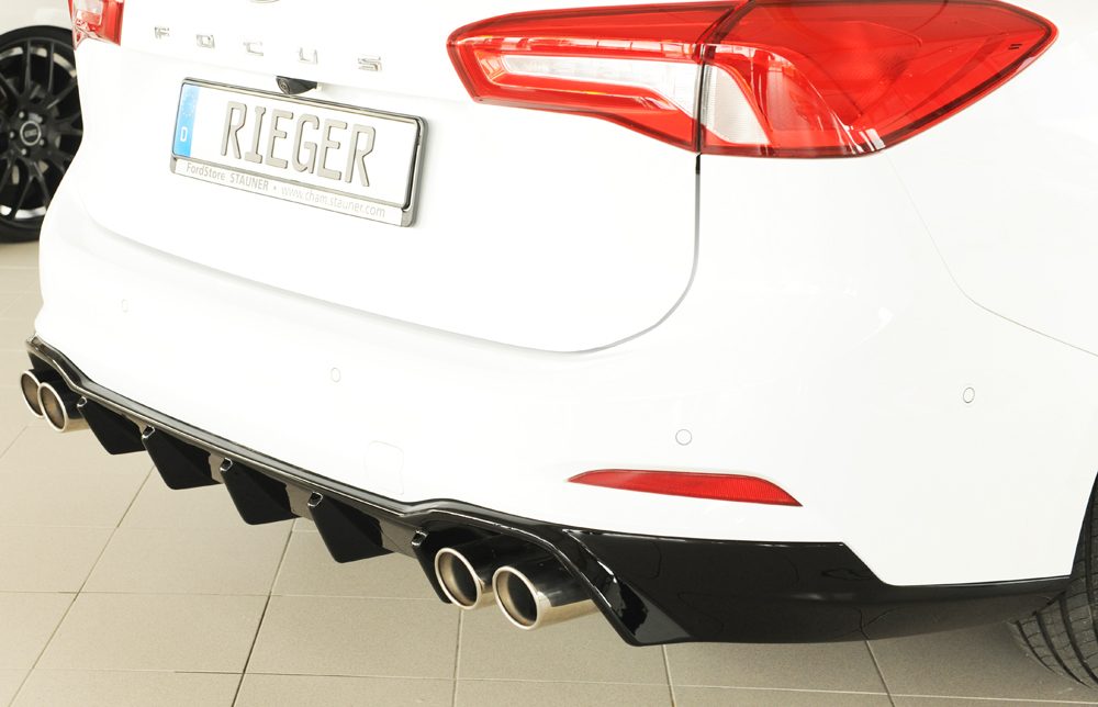 Difusor trasero Rieger para Ford Focus Mk4 – familiar – para dobles salidas de escape izquierda y derecha