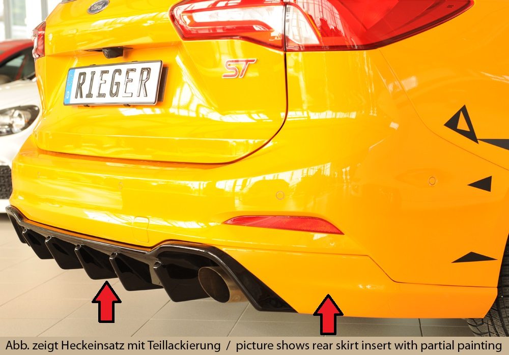 Difusor trasero Rieger para Ford Focus Mk4 – familiar – para dobles salidas de escape izquierda y derecha