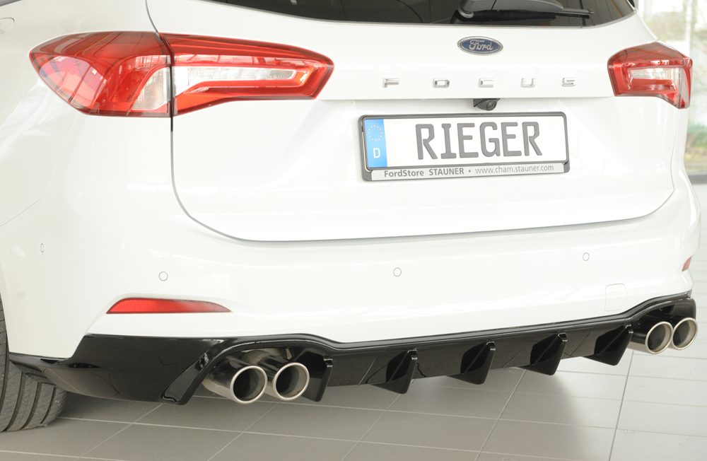 Difusor trasero Rieger para Ford Focus Mk4 – familiar – para dobles salidas de escape izquierda y derecha