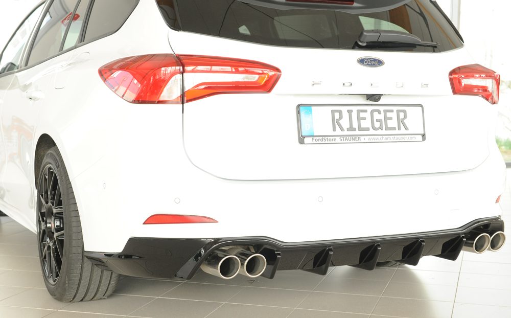 Difusor trasero Rieger para Ford Focus Mk4 – familiar – para dobles salidas de escape izquierda y derecha