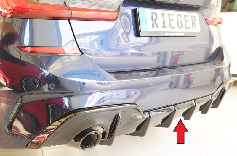 Difusor trasero Rieger para BMW Serie 3 G20/G21 (antes del facelift) – sin enganche, para las salidas de escape originales izquierda y derecha
